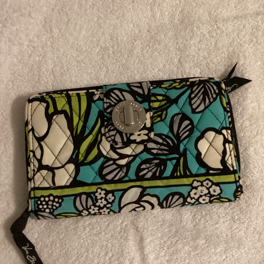 Vera Bradley Turquoise and Black Floral Wallet
